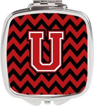 CJ1047-USCM Letter U Chevron Black & Red Compact Mirror