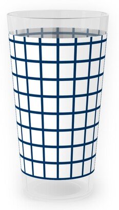 Outdoor Pint Glasses: Grid - Navy And White Outdoor Pint Glass, Blue