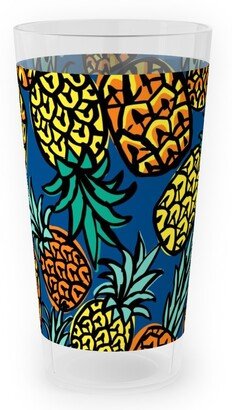 Outdoor Pint Glasses: Tropical Pineapple - Blue Outdoor Pint Glass, Blue