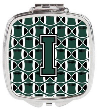 CJ1071-ISCM Letter I Football Green & White Compact Mirror