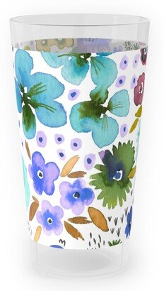 Outdoor Pint Glasses: Artful Little Flowers - Multi Outdoor Pint Glass, Multicolor