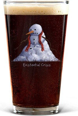 Pint Glass | Existential Crisis Snowman Novelty Beer Funny Melting Dishwasher Safe 16 Fluid Ounce
