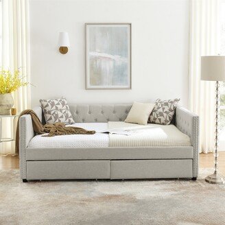 TONWIN Upholstered Full Size Daybed with Two Drawers