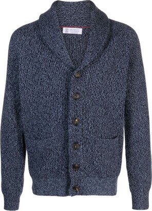 V-neck speckle-knit cardigan