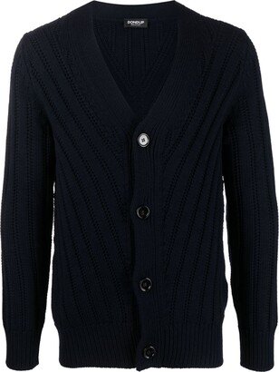 ribbed V-neck merino wool cardigan