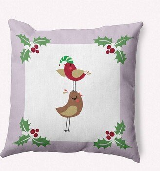 16x16 Christmas Birds Square Throw Pillow