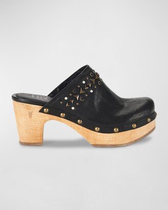 Jessica Studded Leather Clogs