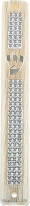 Rhinestone Mezuzah - 12 cm Plastic & Rubber Cork Cover With Metallic Finish