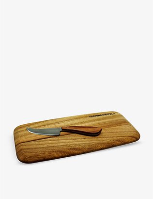 Paxton & Whitfield Grained Wooden Cheese Board and Knife set