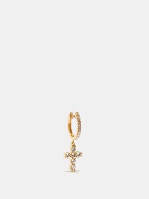 Cross Diamond & 18kt Gold Single Earring