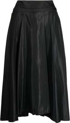 high-waist A-line midi skirt