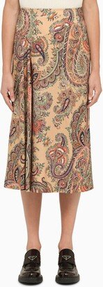 Beige midi skirt with Paisley motif