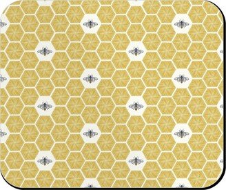 Mouse Pads: Bees Stitched Honeycomb - Gold Mouse Pad, Rectangle Ornament, Yellow