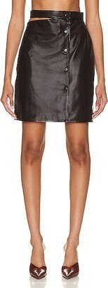 Cutout Midi Leather Skirt in Chocolate