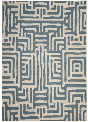 Amsterdam Ivory and Light Blue 5'1 x 7'6 Outdoor Area Rug