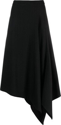 Asymmetric Draped Midi Skirt-AA