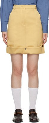 Beige Rolled Hem Midi Skirt