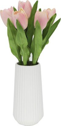 Real-Touch Tulips in Ceramic Vase, 8