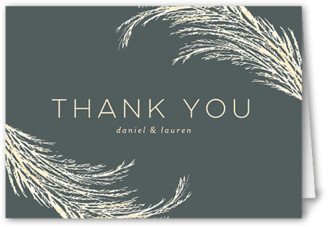 Wedding Thank You Cards: Pampas Silhouette Wedding Thank You Card, Grey, 3X5, Matte, Folded Smooth Cardstock