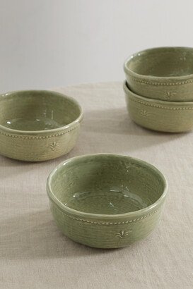 Soho Home - Hillcrest Set Of Four 16cm Glazed Stoneware Cereal Bowls - Green