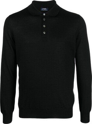 Long-Sleeved Knit Polo Shirt