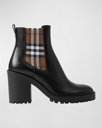 Allostock Leather Check Heeled Chelsea Booties