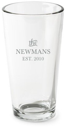 Pint Glasses: Stately Name Pint Glass, Etched Pint, Set Of 1, White