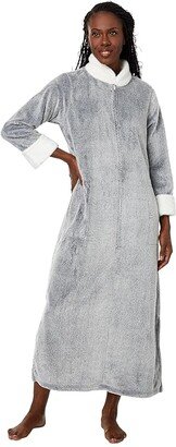 N by Natori Frosted Cashmere Fleece Zip Robe (Black) Women's Robe