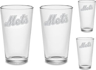 Set - New York Mets Custom Pint Beer Glasses Etched Drinkware Tumblers