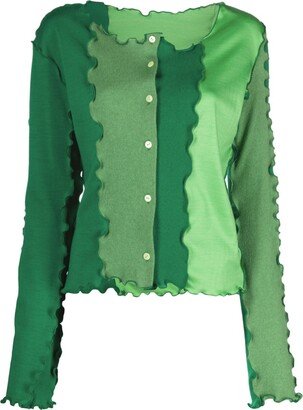 Lettuce-Trim Panelled Cardigan