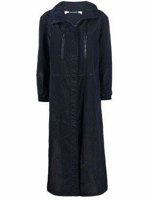 High-Neck Zip-Up Long Coat