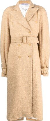 Double-Breasted Belted Tweed Coat