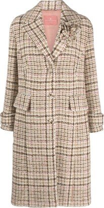 Houndstooth-Pattern Single-Breasted Coat-AB