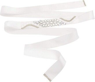 Sparkle and Bash White Rhinestone Jeweled Bridal Wedding Dress Belt (89 x 1.5 In)