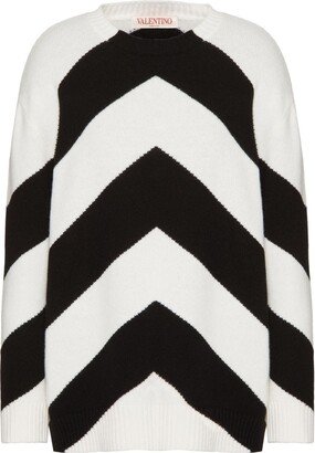 Chevron-Pattern Virgin Wool Jumper