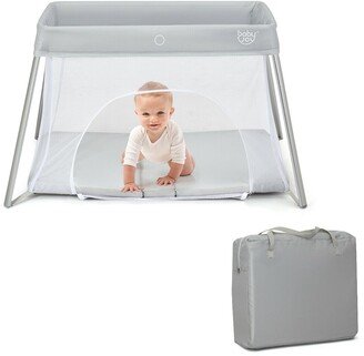 Lightweight Foldable Baby Playpen with Carry Bag-Light Gray - 45.5 x 31 x 27