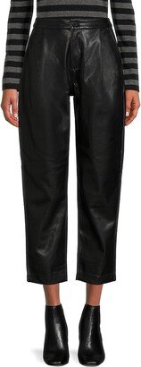 Faux Leather Pleated Pants
