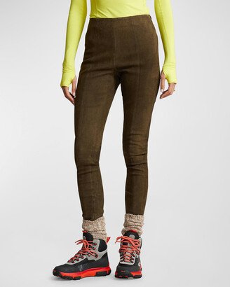 High-Rise Lambskin Suede Leggings