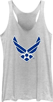 Women's United States Air Force Wings Logo Racerback Tank Top - White Heather - Small