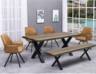 Best Master Furniture 6 Pieces Rustic Natural Rectangular Dining Set