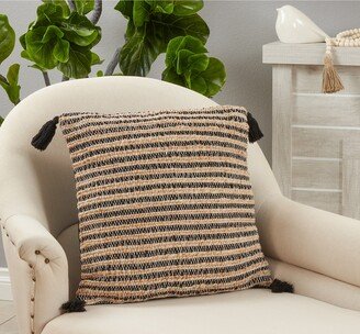 Saro Lifestyle Striped Pillow With Tassel Design, 20x20