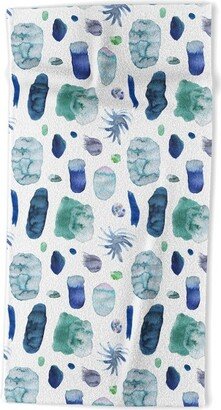 Ninola Design Blue Minimal Strokes Abstract Beach Towel