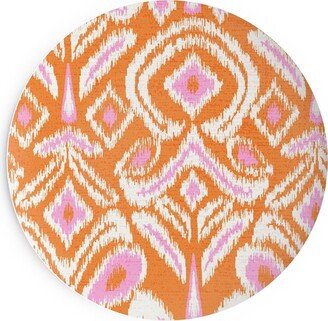 Salad Plates: Ikat Flower - Orange And Pink Salad Plate, Orange