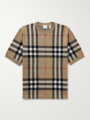 Checked Birdseye Silk and Wool-Blend T-Shirt