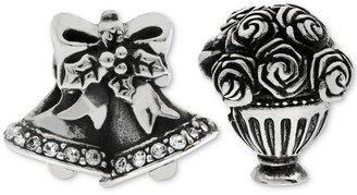 2-Pc. Set Wedding Bells & Bouquet Bead Charms in Sterling Silver