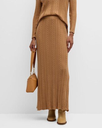 A-Line Cable-Knit Maxi Skirt