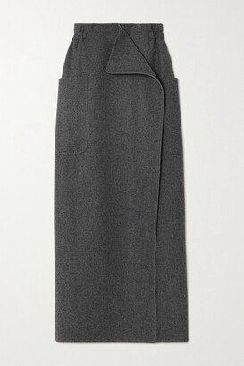 Messina Wrap-effect Wool And Cashmere-blend Maxi Skirt - Gray
