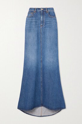 Flared Denim Maxi Skirt - Blue