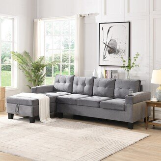 EKAR Sectional Sofa Set for Living Room, with L Shape Chaise Lounge, Left Hand with Storage Sofa Modern 4 Seat of Sofa