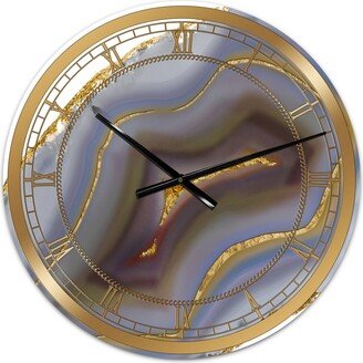 Designart Golden Core Agate Print Large Fashion Wall Clock - 36 x 28 x 1